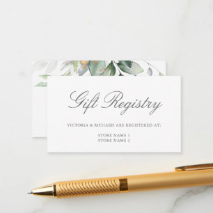 Eucalyptus Leaves Greenery Wedding Gift Registry Enclosure Card