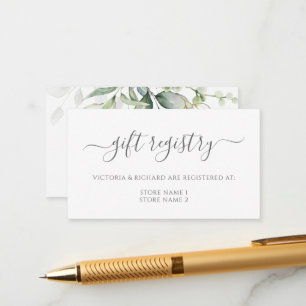 Eucalyptus Leaves Greenery Wedding Gift Registry Enclosure Card