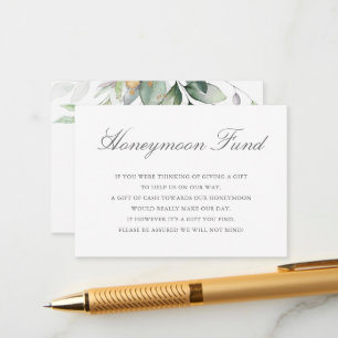 Eucalyptus Leaves Greenery Wedding Honeymoon Fund Enclosure Card