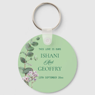 Eucalyptus Leaves Greenery Wedding Key Ring