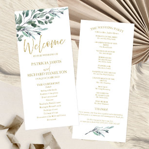 Eucalyptus Leaves Greenery Wedding Programs 4x9 Programme