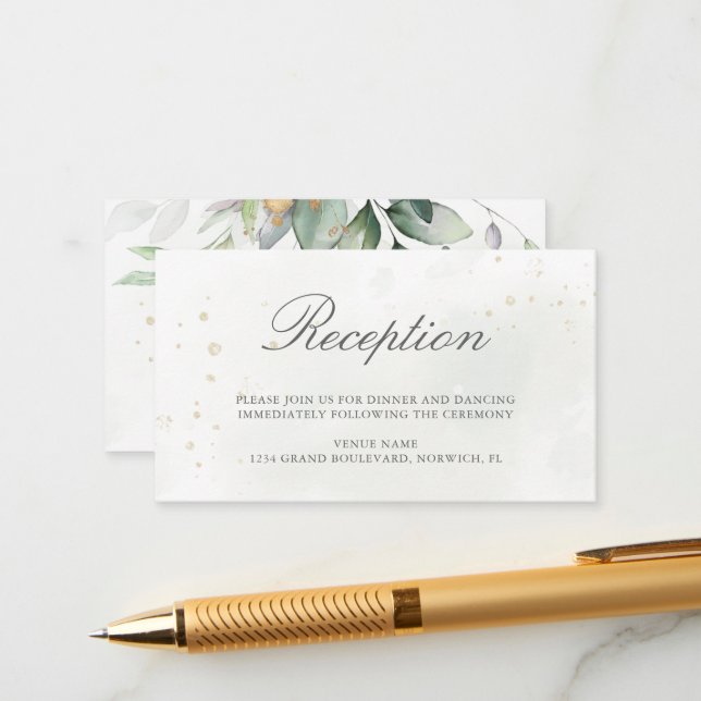 Eucalyptus Leaves Greenery Wedding Reception Enclosure Card (Front/Back In Situ)