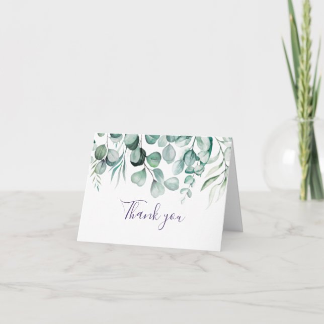 Eucalyptus Leaves Greenery Wedding Thank you  Card (Front)