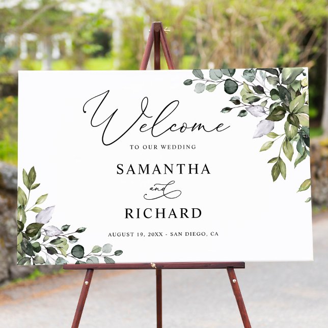 Eucalyptus Leaves Greenery Wedding Welcome Sign (Creator Uploaded)