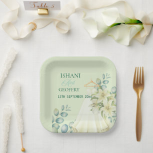 Eucalyptus Leaves Greenery Wedding Welcome Sign Paper Plate