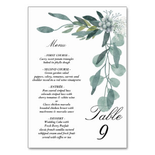 Eucalyptus leaves Menu and Table Tent Sign Number