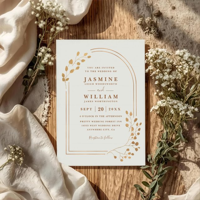Eucalyptus Leaves Minimalist Line QR Code Wedding Invitation (Creator Uploaded)