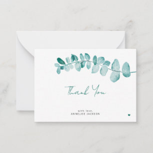 Eucalyptus leaves modern chic script thank you card