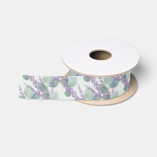Eucalyptus Leaves n Lavender Flowers Wedding Satin Ribbon