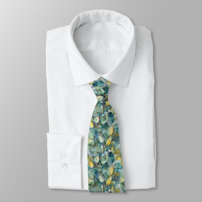 Eucalyptus Leaves Neck Tie (Tied)