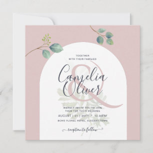 Eucalyptus Leaves Overlay Arch Wedding Invitation