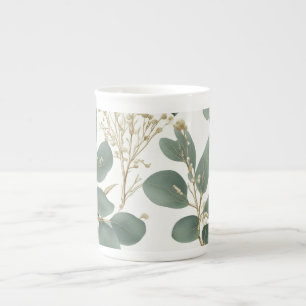 Eucalyptus Leaves Pattern Bone China Mug