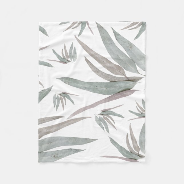 Eucalyptus Leaves Pattern Fleece Blanket (Front)