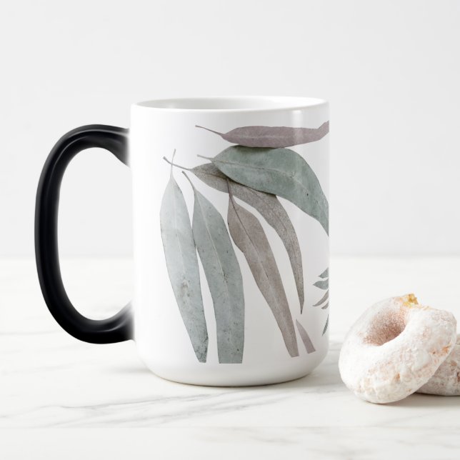 Eucalyptus Leaves Pattern Magic Mug (With Donut)