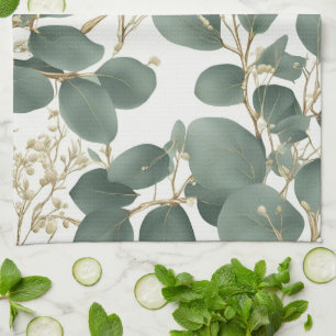 Eucalyptus Leaves Pattern Tea Towel