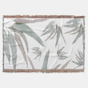 Eucalyptus Leaves Pattern Throw Blanket
