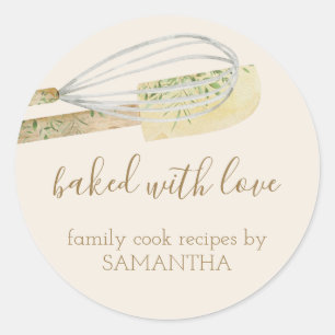 Eucalyptus Leaves Rolling pin whisk Chef Bakery Classic Round Sticker