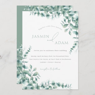 Eucalyptus Leaves Sage Green Foliage Wedding Invitation