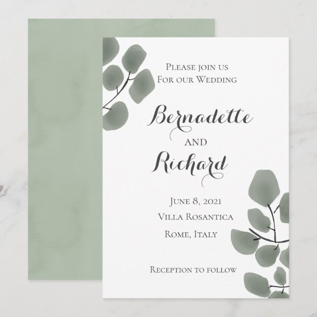 Eucalyptus Leaves Theme Invitation (Front/Back)