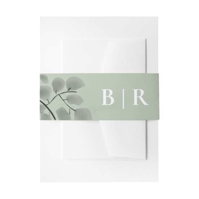 Eucalyptus Leaves Theme Invitation Belly Band (Front Example)