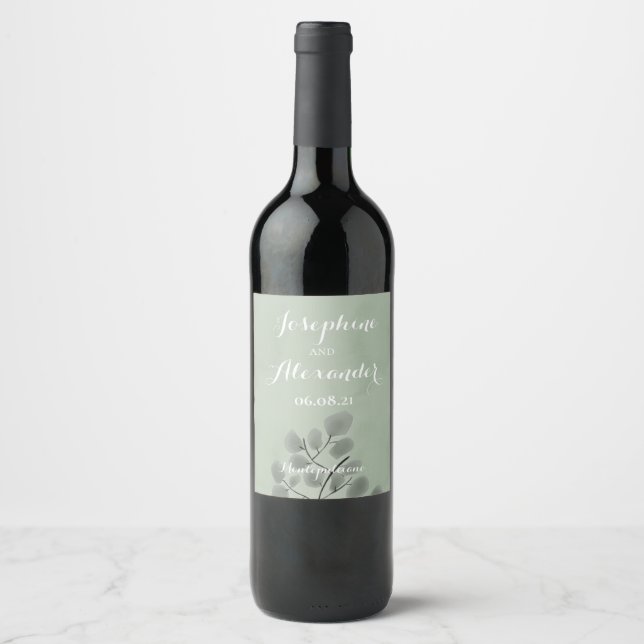 Eucalyptus Leaves Theme Wine Label (Front)