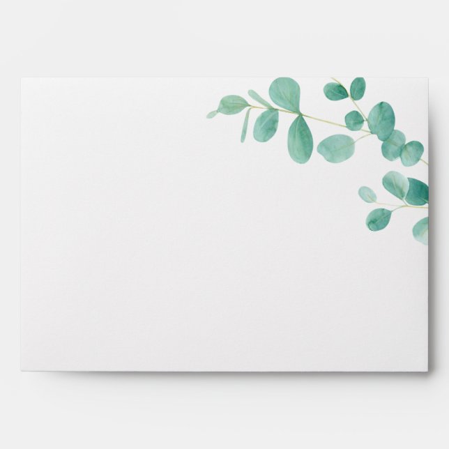 Eucalyptus Leaves Watercolor Floral Greenery Envelope (Front)