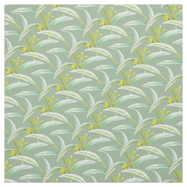 Eucalyptus leaves watercolor painting art fabric (Swatch)