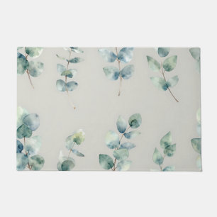 Eucalyptus Leaves Watercolor Pattern Doormat