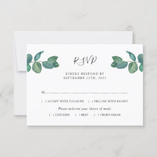 Eucalyptus Leaves Watercolor Wedding RSVP Card