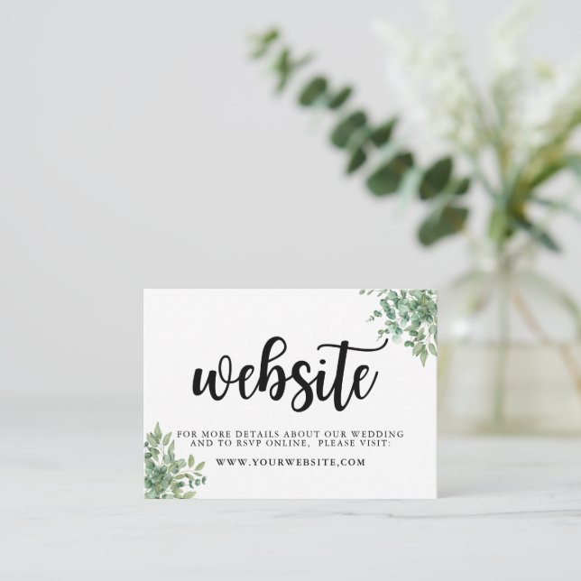 Eucalyptus Leaves Wedding Enclosure Card (Standing Front)