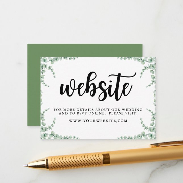 Eucalyptus Leaves Wedding Enclosure Card (Front/Back In Situ)