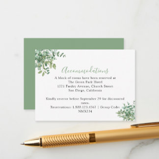 Eucalyptus Leaves Wedding Enclosure Card