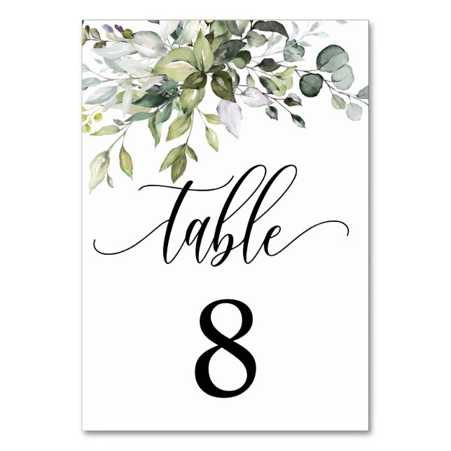 Eucalyptus Leaves Wedding Event Seating Table Card (Front)