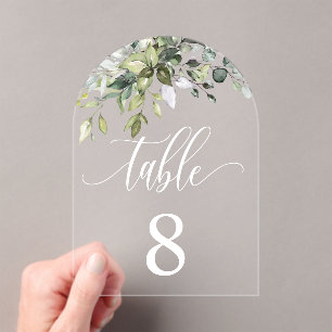 Eucalyptus Leaves Wedding Event Seating Table Card Acrylic Invitations