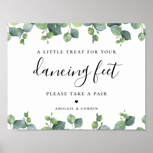 Eucalyptus Leaves Wedding Flip Flops Poster (Front)