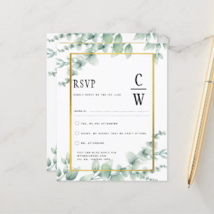 Eucalyptus Leaves WEDDING Greenery GOLD QR CODE 