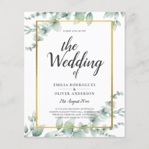 Eucalyptus Leaves WEDDING Greenery GOLD QR CODE Flyer