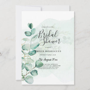 Eucalyptus Leaves Wedding Greenery QR CODE Modern Invitation