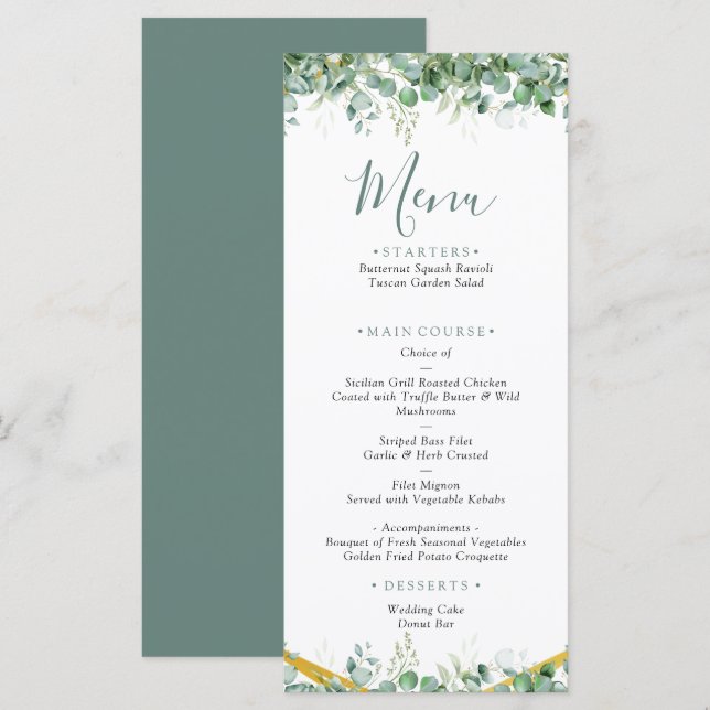 Eucalyptus Leaves Wedding Menu (Front/Back)