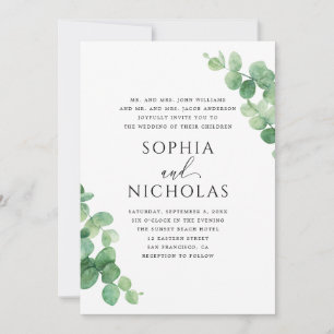 Eucalyptus Leaves Wedding. Outdoor Greenery Garden Invitation