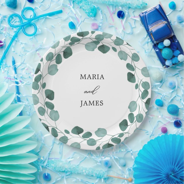 Eucalyptus Leaves Wedding Paper Plate (Party)