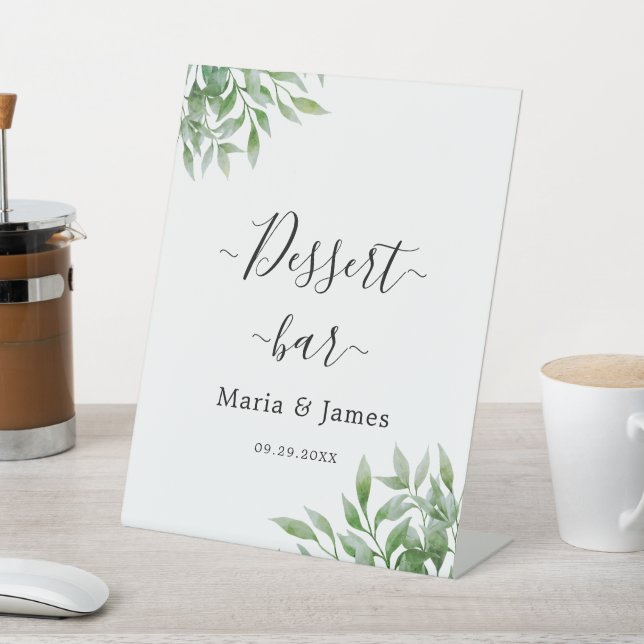 Eucalyptus Leaves Wedding Pedestal Sign (In SItu)