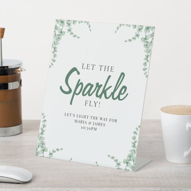 Eucalyptus Leaves Wedding Pedestal Sign (In SItu)