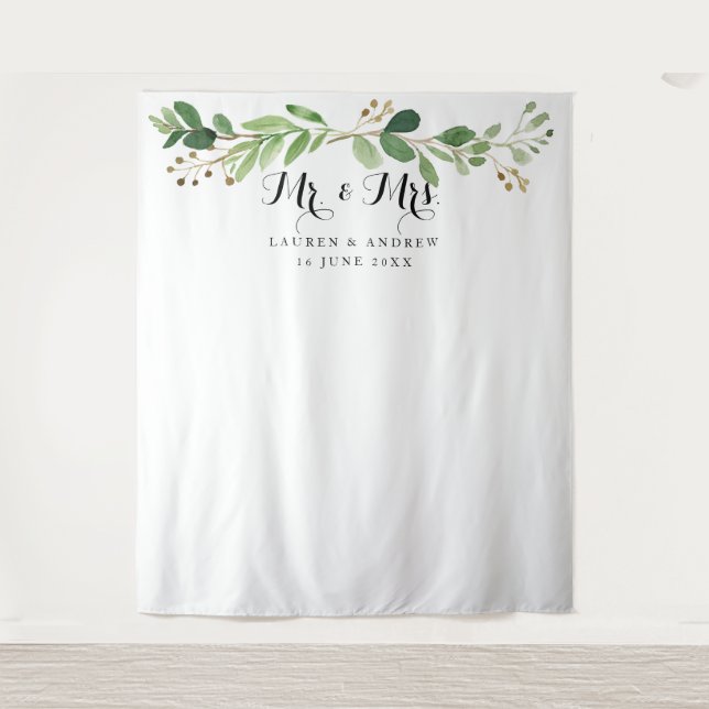 Eucalyptus Leaves Wedding Photo Backdrop/Prop Tapestry (Front)
