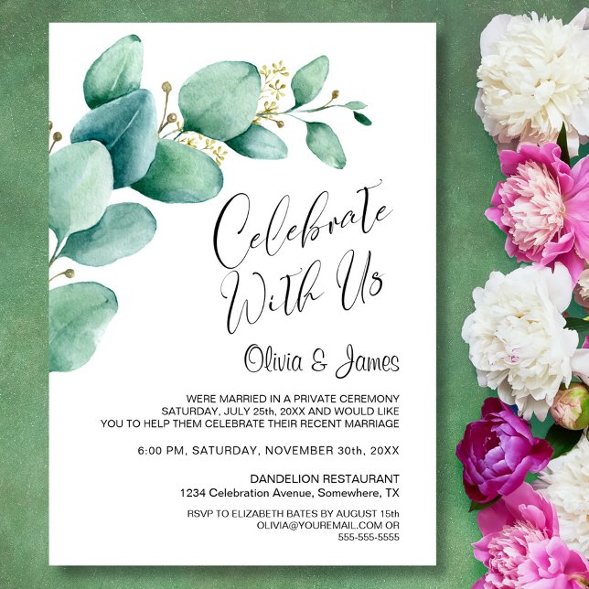 Eucalyptus Leaves Wedding Reception Invitation (Creator Uploaded)