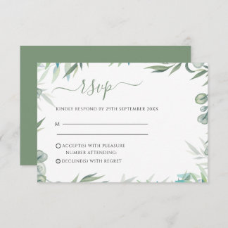 Eucalyptus Leaves Wedding RSVP Card