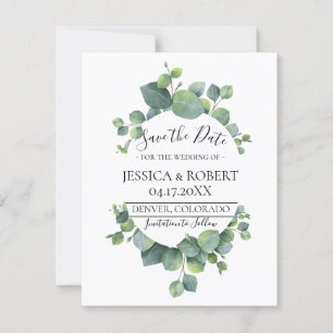 Eucalyptus Leaves Wedding Save the Date
