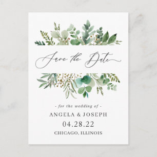 Eucalyptus Leaves Wedding Save the Date Postcard