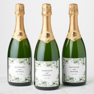 Eucalyptus Leaves Wedding Sparkling Wine Label