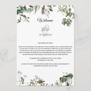 Eucalyptus Leaves Wedding Welcome Itinerary Programme